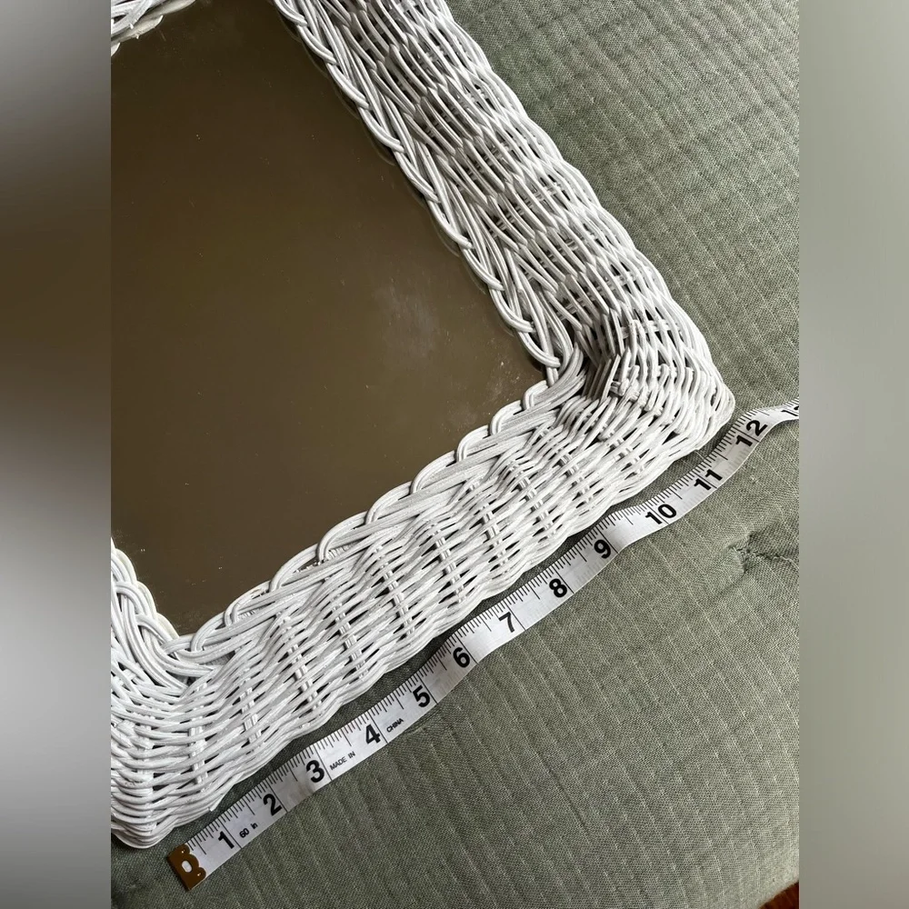Vintage White Wicker Wall Mirror